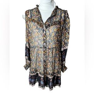 Sea New York dress brown black floral sheer size 4